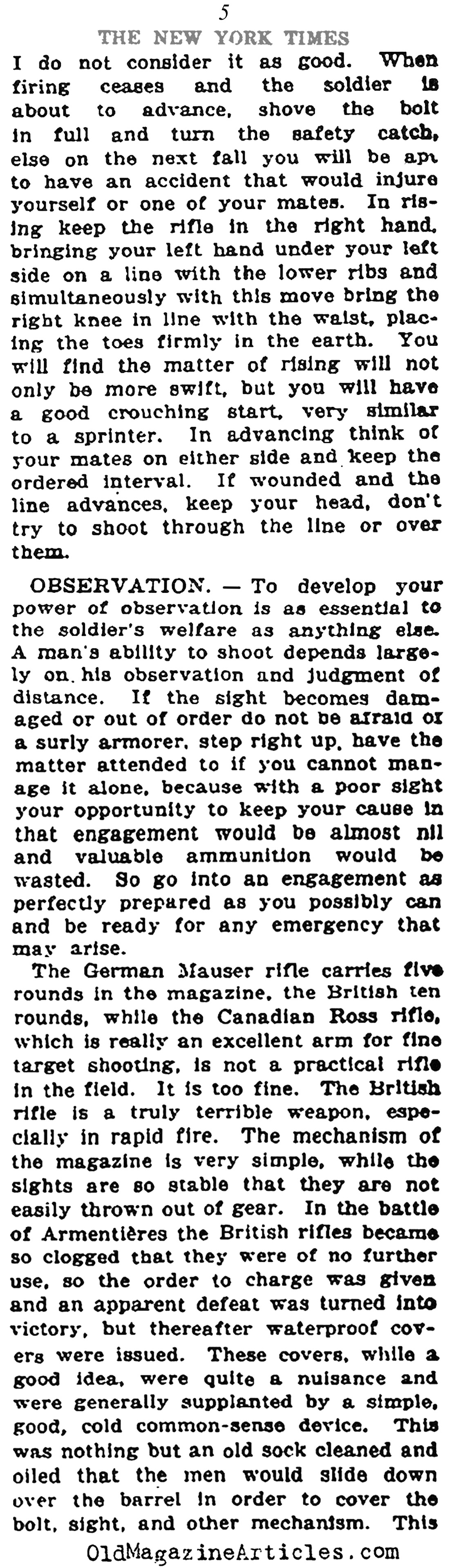 Trench Warfare Tips from a Veteran (NY Times, 1916)